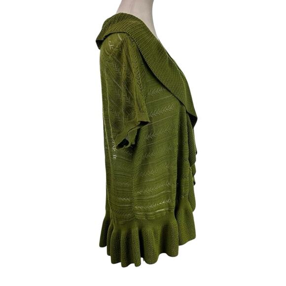 Lane Bryant Olive Green Ruffled Trim Open Front Cardigan Sweater 18/20W - Picture 4 of 7